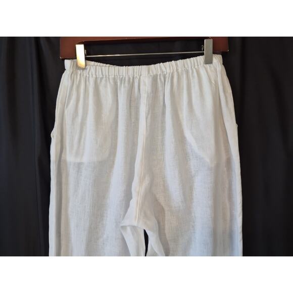 CP Shades Womens Designer 100% Linen White Semi Sheer Ari Pants Small - Picture 8 of 8